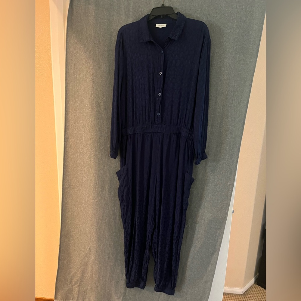 Elegant Navy Blue Women's Satin Jumpsuit